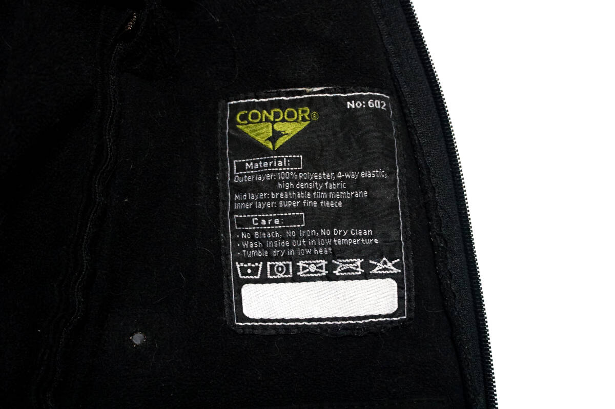 実物 CONDOR OUTDOOR製 ソフトシェルジャケット US M / 日本 JP Lサイズ ジャンク品 黒 装備 BDU 戦闘服 タクティカル サバゲー_画像5