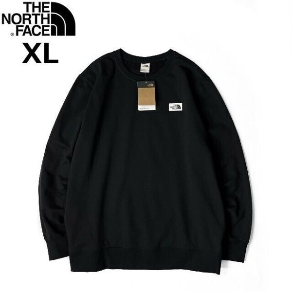 1円～!売切!【正規新品】THE NORTH FACE◆HERITAGE PATCH CREW トレーナー スウェット US限定 上質 裏起毛 男女兼用(XL)黒 181130-28-c_画像3