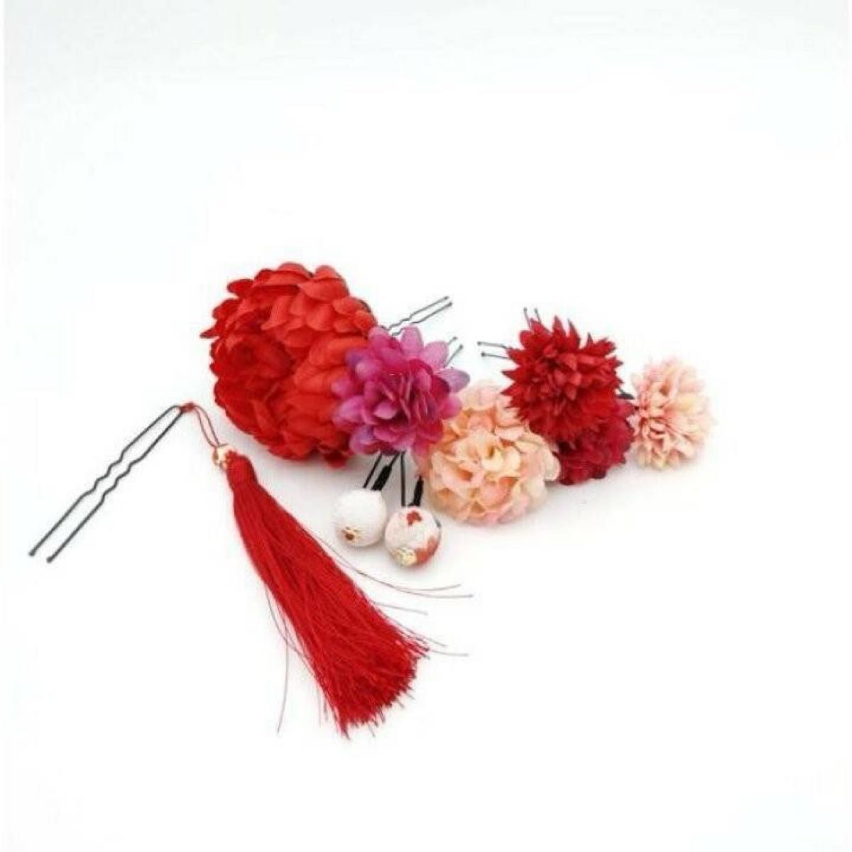 髪飾り　赤　和装　ヘアアクセサリー　ヘアセット　花