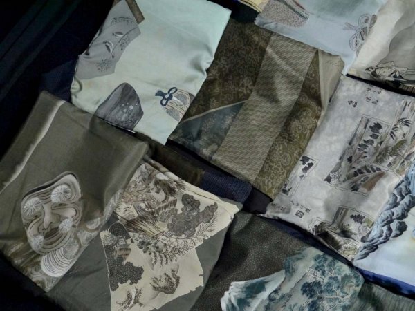 [KIRUKIRU]<3> античный мужчина перо тканый * перо обратная сторона 20 пункт много ( описание товара внутри . подробности изображение есть ) натуральный шелк кимоно kimono старый ткань старый . переделка материал Junk 