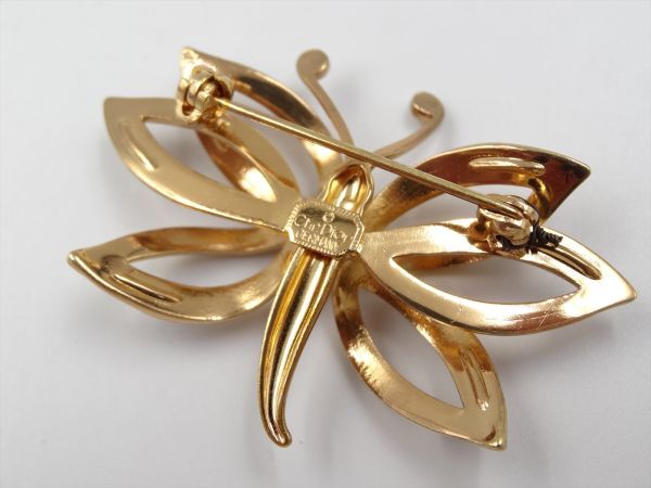 17584Aa Christian Dior Dior бабочка бабочка брошь Vintage Gold стразы 