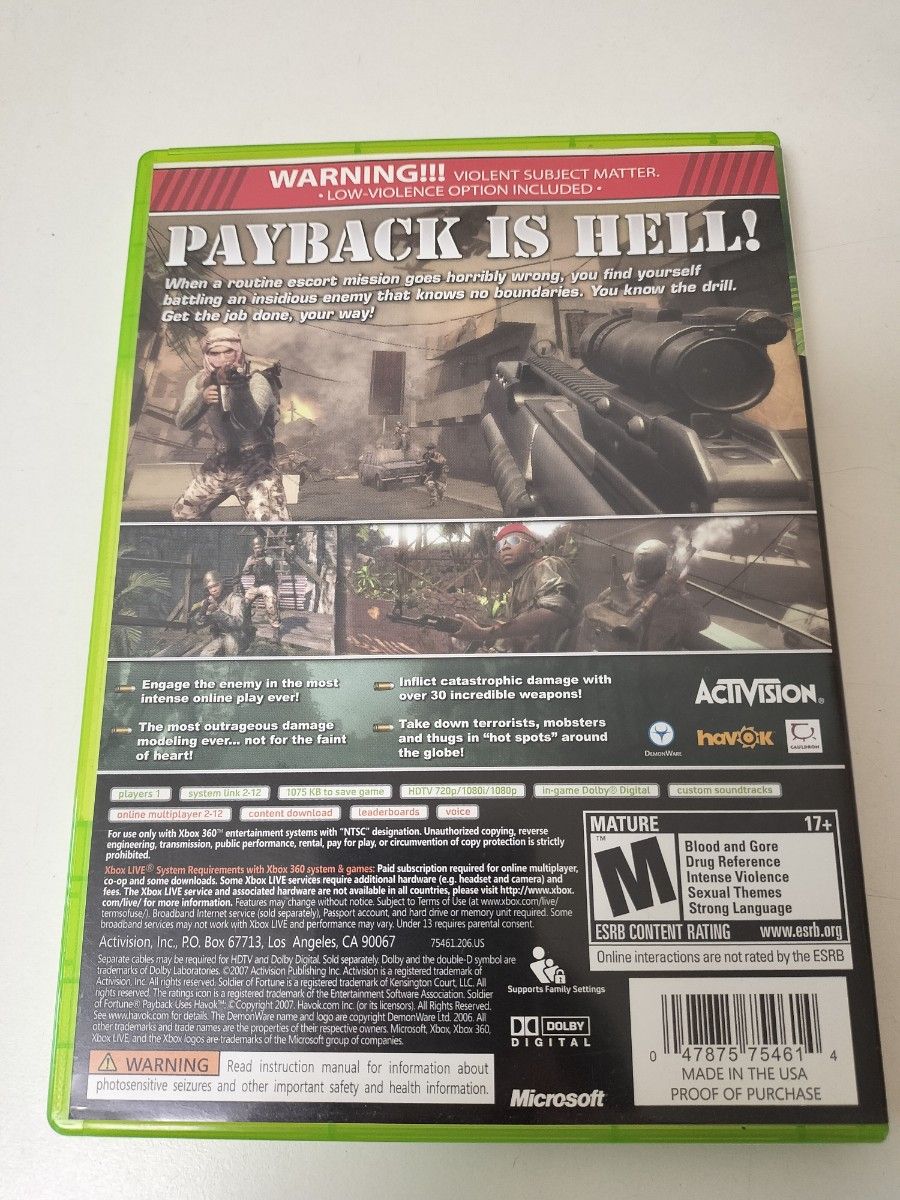 Xbox 360　SOLDIER OF FORTUNE PAYBACK　バトルフィールド4