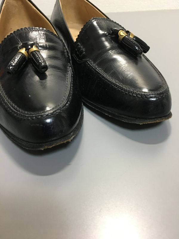 ヴィンテージ GUCCI グッチ レザー タッセル シューズ パンプス ブラック 34 1/2_画像9