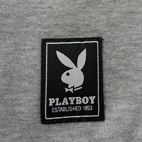 新品 プレイボーイ 2023秋冬 裏起毛 ハーフジップ スウェット LL 灰【34058_97】 PLAYBOY メンズ 刺繍 トレーナー スエット プルオーバー_画像8