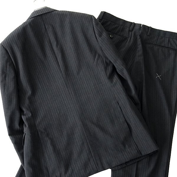 新品 スーツカンパニー シャドーストライプ 2パンツ スーツ A4(S) 濃灰 【J46769】 165-6D セットアップ ジャケット 背抜き 通年 メンズ_画像2