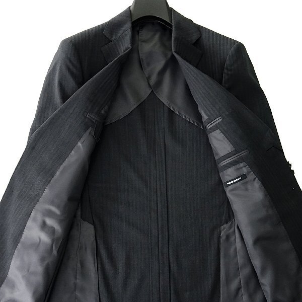 新品 スーツカンパニー シャドーストライプ 2パンツ スーツ A4(S) 濃灰 【J46769】 165-6D セットアップ ジャケット 背抜き 通年 メンズ_画像3