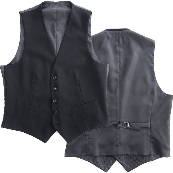 新品 CERIMONIA ドビー ウール 3ピース スーツ A5(M) 黒 【J43663】 170-6D スーツカンパニー セットアップ メンズ フォーマル_画像6