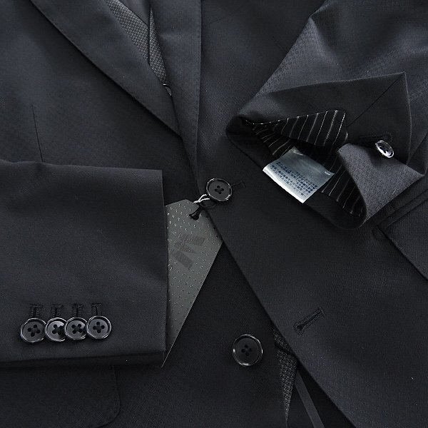 新品 CERIMONIA ドビー ウール 3ピース スーツ A5(M) 黒 【J43663】 170-6D スーツカンパニー セットアップ メンズ フォーマル_画像5