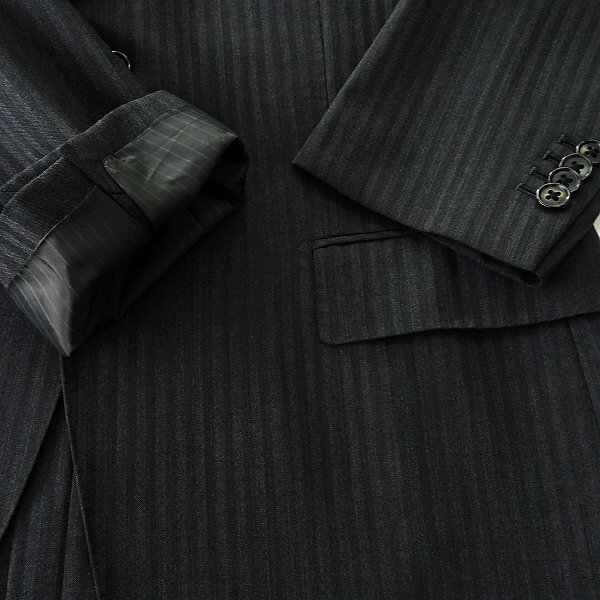 新品 スーツカンパニー シャドーストライプ 2パンツ スーツ BE5(幅広M) 濃灰 【J59119】 170-2D セットアップ ジャケット 背抜き 通年_画像5