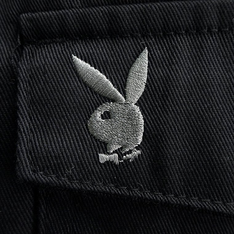 新品 プレイボーイ 24春夏 ストレッチ カーゴ パンツ L 黒【41027_99】 PLAYBOY メンズ バニー 刺繍 コットン ミリタリー 6ポケット_画像7