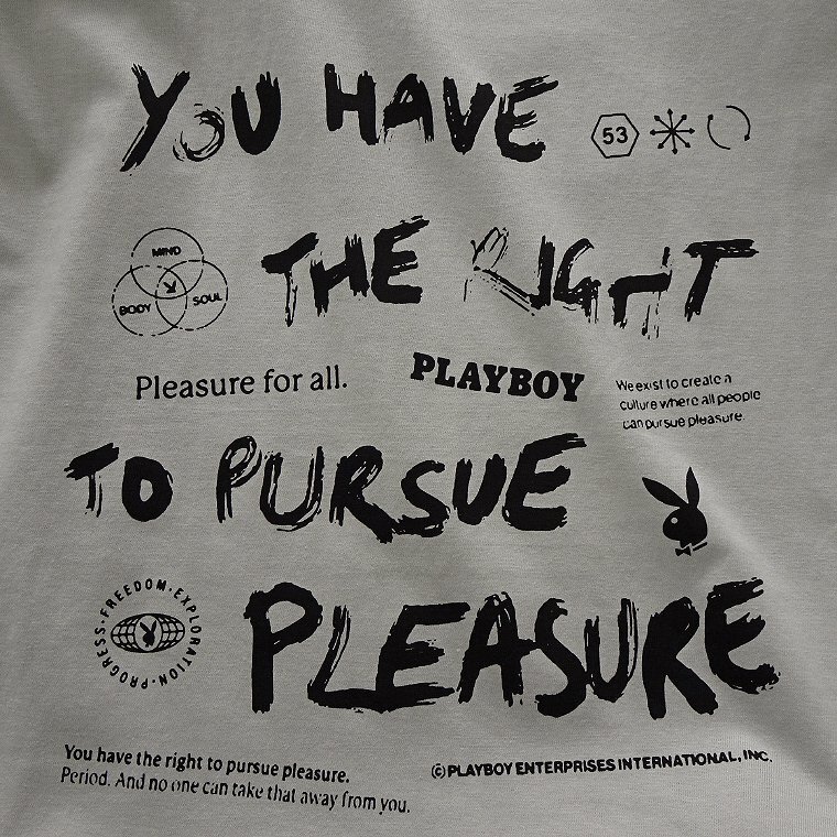 新品 プレイボーイ 24年春夏 プリント カットソー M 灰【41029_96】 PLAYBOY ロンT バニー ロゴ 長袖 コットン Tシャツ メンズ_画像4