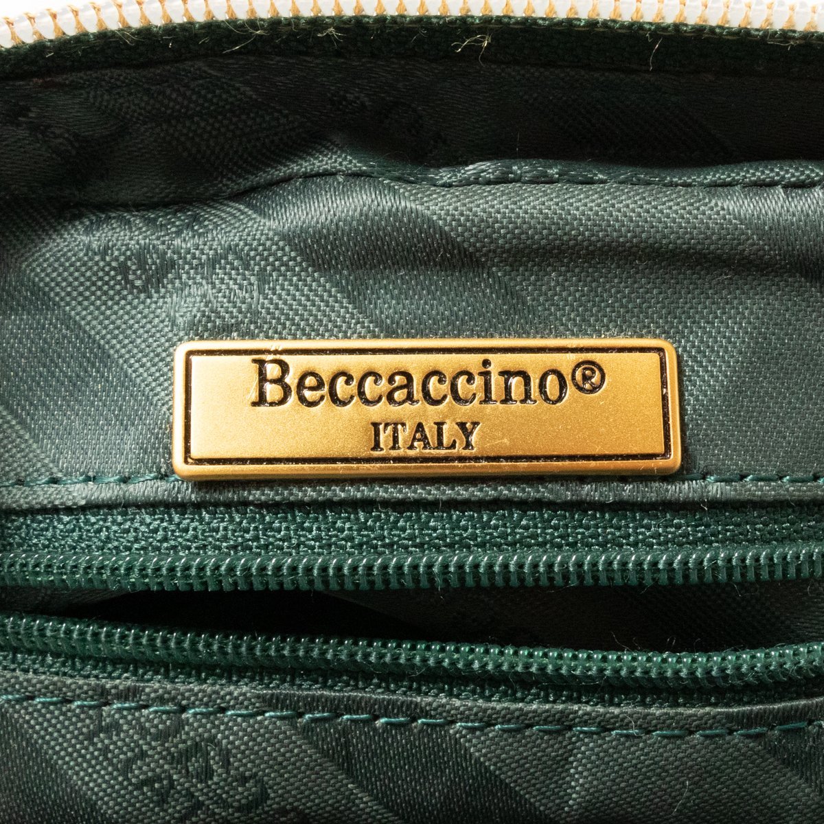 Beccaccino ベッカチーノ 2WAY ショルダーバッグ セカンドバッグ グリーン 緑 ゴールド レザー 本革 イタリア製 メンズ 斜め掛け 手さげ 鞄_画像7