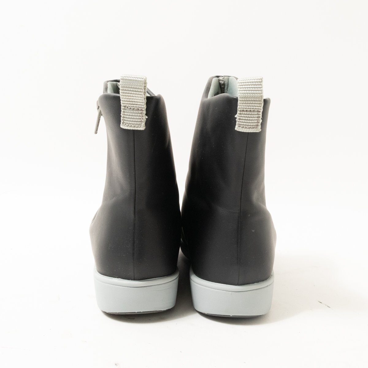 PANSY pansy rain boots short boots black black gray grey L size 24cm~24.5cm synthetic leather lady's simple casual shoes 