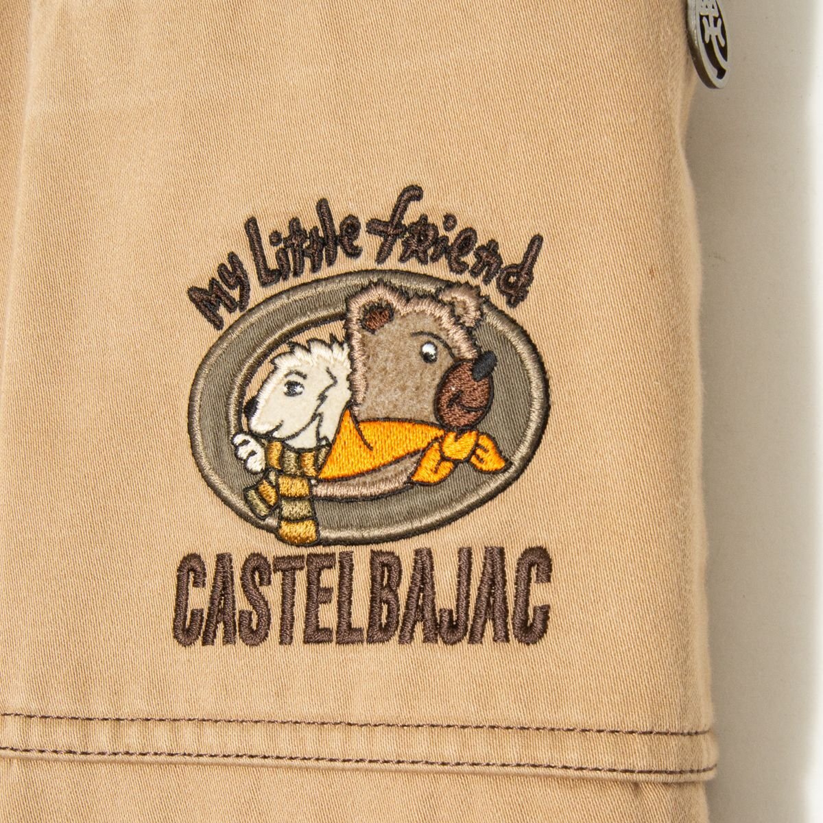 CASTELBAJAC カステルバジャック サイズ3 コットン混 ベージュ系 ロゴ刺繍 ジップフライ センタープレス メンズ カジュアル 古着の画像5