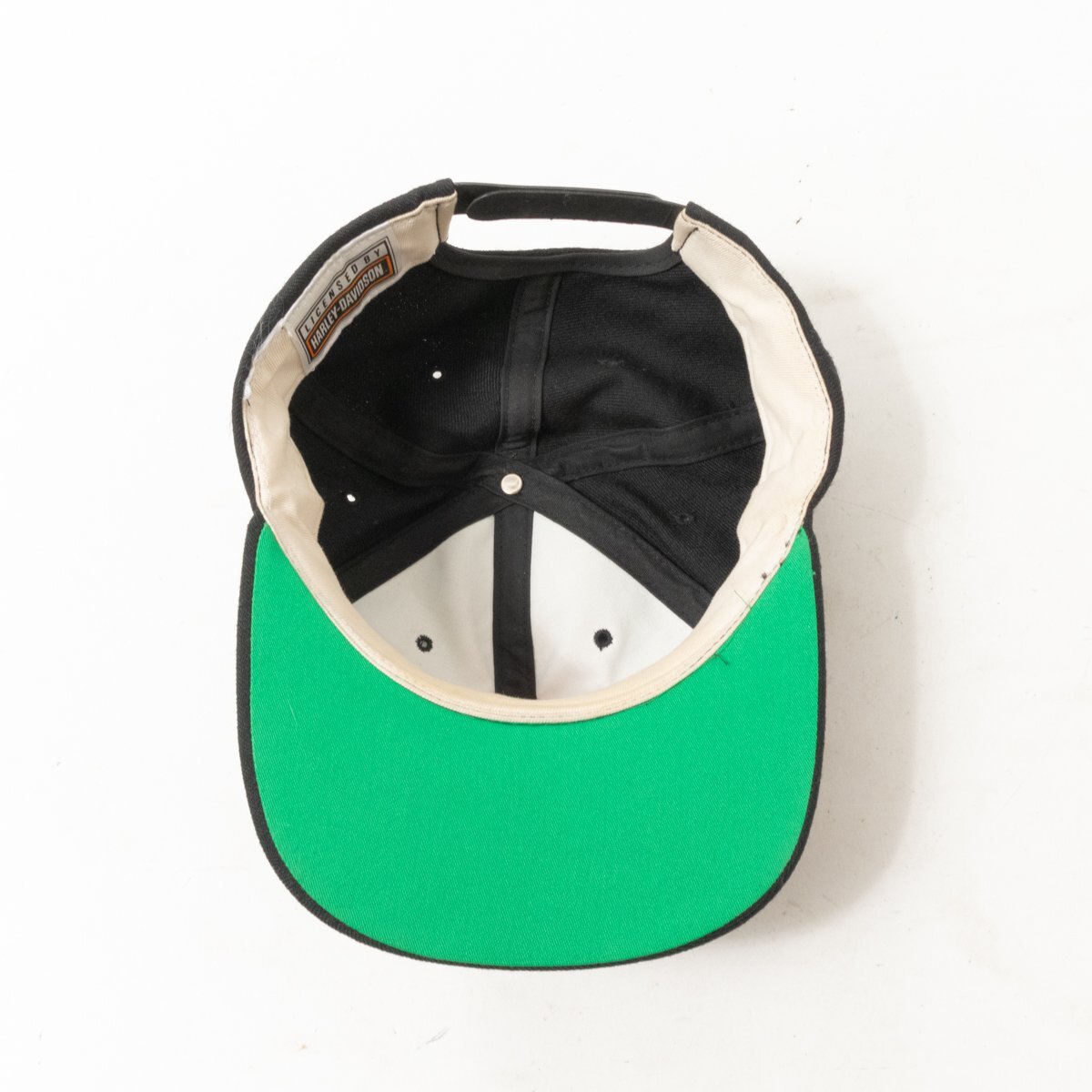HARELY-DAVIDSON キャップ ハーレーダビッドソン ロゴ刺繍 ツバ裏グリーン 帽子 バイク ツーリング ブラック 黒 モーターサイクル 紳士 CAP_画像7