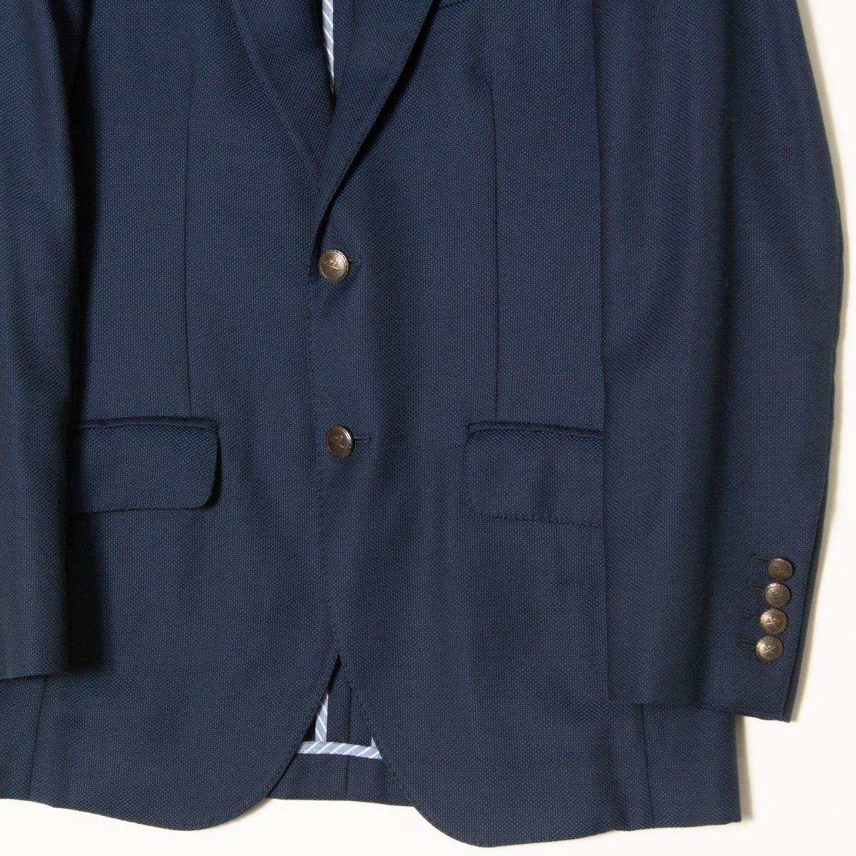 【1円スタート】HACKETT LONDON ハケットロンドン シングルジャケット 2ボタン 背抜き ウール100％ トラッド 春夏 ネイビー 紺 44R_画像5