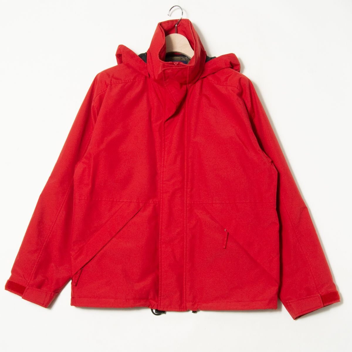 Lands'end Land End Size Sip -up Jacket с капюшоном сетчатой ​​сетка красная/красная нейлон 100 % мужской наружный внешний
