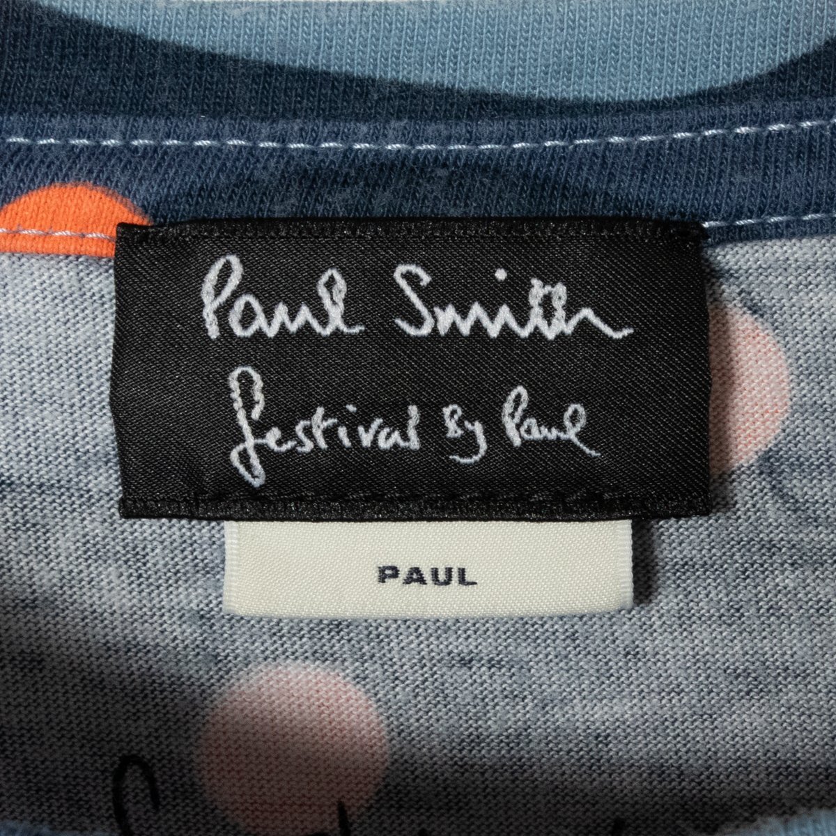 メール便○ Paul Smith ポールスミス レディース 女性 半袖Tシャツ M ブルー系 総柄 ドット 日本製 カジュアル コットン リヨセル 春夏_画像2