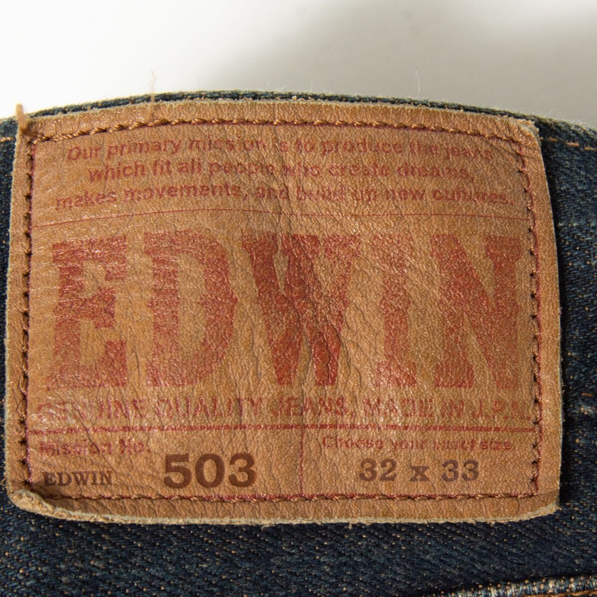 EDWIN Edwin 32×33 503 Denim брюки джинсы ji- хлеб GORE WIND STOPPERgoawa Индия стопор хлопок 100% индиго через год 