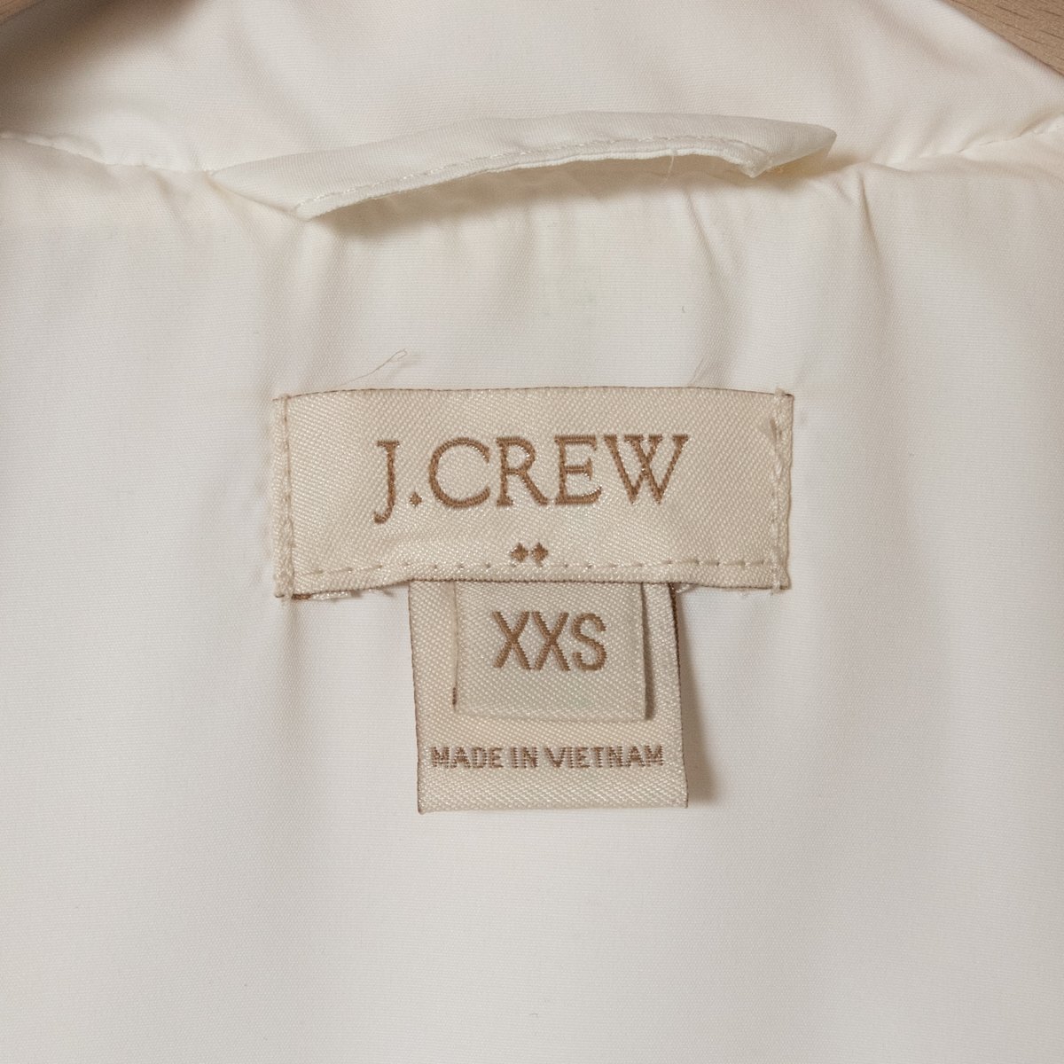 J.CREW ジェイクルー ダブルジップダウンベスト 白 ホワイト XXSサイズ ポリ カジュアル ダウン60％ キルティング パイピング スタンド_画像2