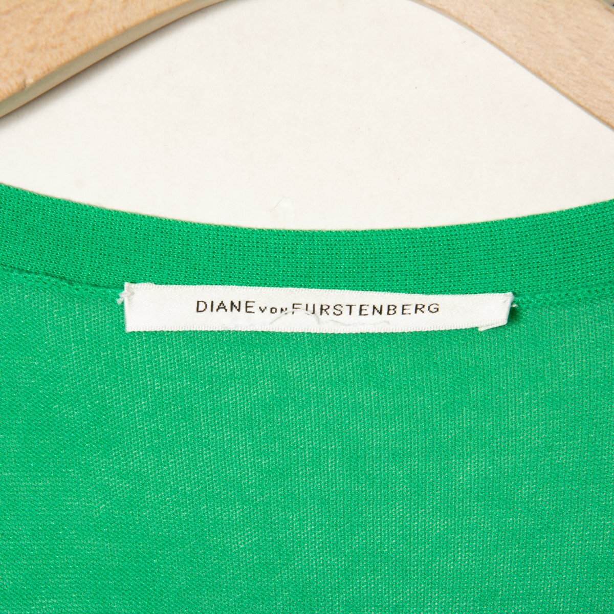 [1 jpy start ]DIANE von FURSTENBERG Diane phone fa stain bar gV neck cardigan knitted cotton rayon spring autumn height length . green S