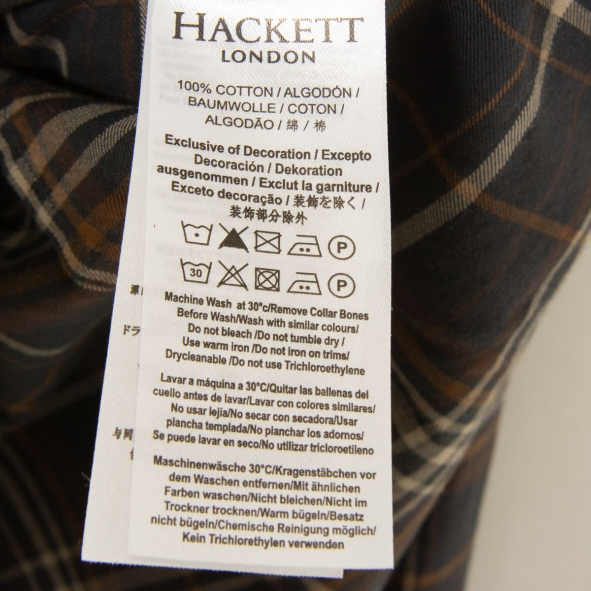 メール便◯ HACKETT LONDON ハケットロンドン サイズM 長袖 シャツ チェック柄 チャコール系 コットン100％ メンズ カジュアル トップス_画像6