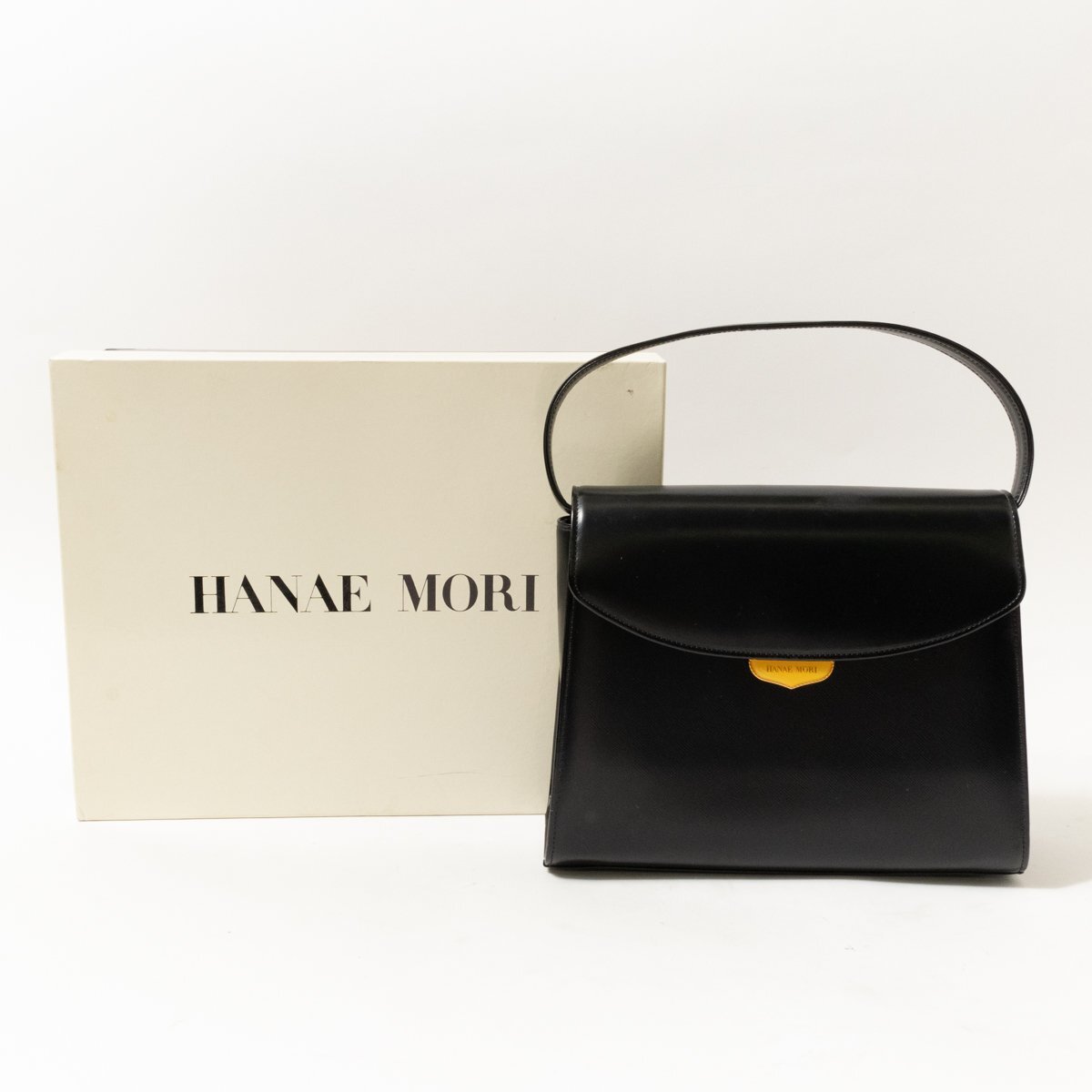 HANAE MORI ハナエモリ 2WAY ハンドバッグ ショルダーバッグ ブラック ゴールド レザー 本革 チェーンストラップ レディース フォーマル_画像1