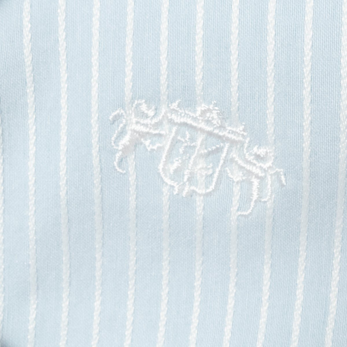 メール便◯ NARACAMICIE ナラカミーチェ コードストライプシャツ フレンチスリーブ ライトブルー 白襟 0 7号 前フリル ポリ 綿 ストレッチの画像8