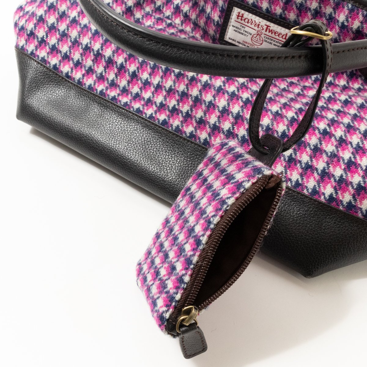 BRITISH GREEN × HARRIS TWEED ブリティッシュグリーン × ハリスツイード コラボ トートバッグ ピンク ダークブラウン レディース bag 鞄の画像10