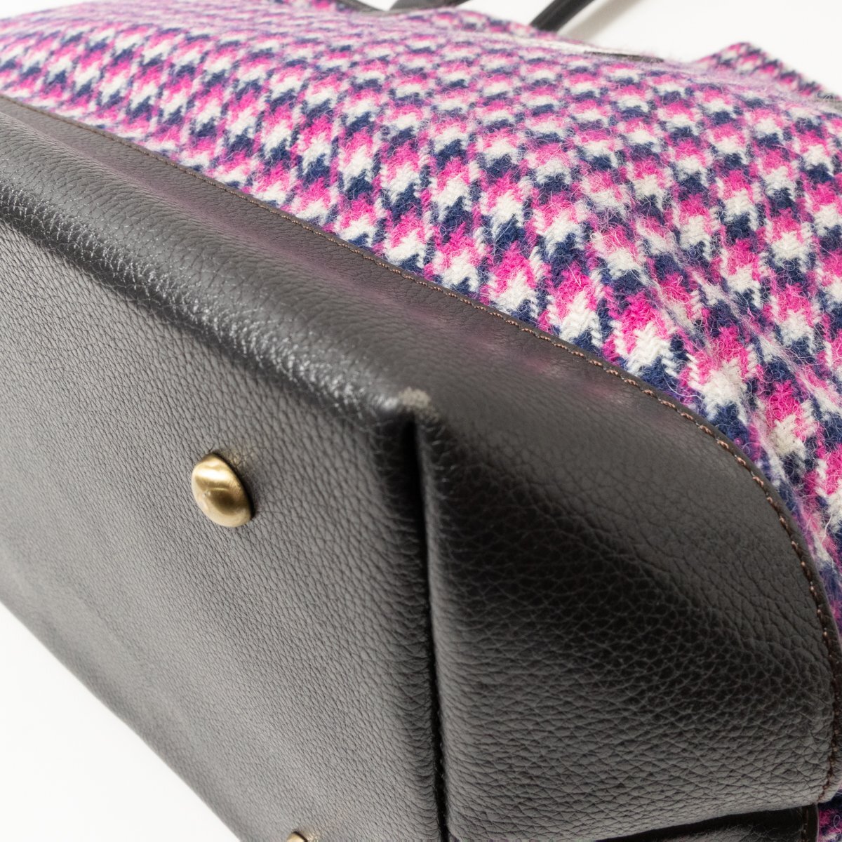 BRITISH GREEN × HARRIS TWEED ブリティッシュグリーン × ハリスツイード コラボ トートバッグ ピンク ダークブラウン レディース bag 鞄の画像6