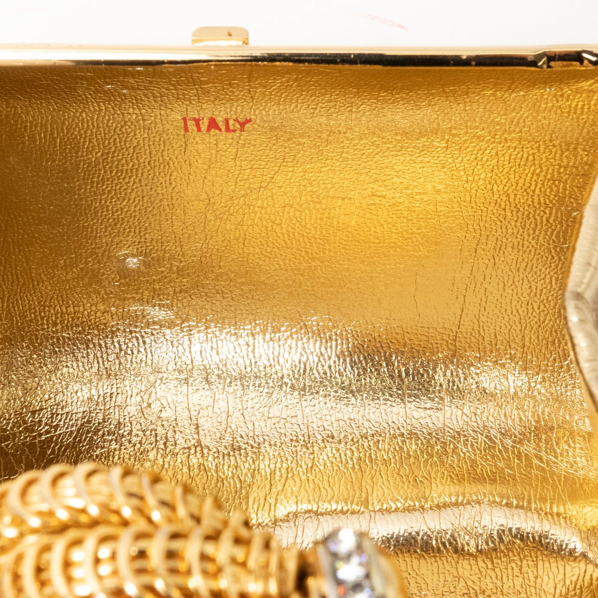 【1円スタート】RODO ロド イタリア製 チェーン ミニショルダーバック 婦人鞄 パーティバッグ ゴールド メタル ゴールド金具 ストーンの画像10