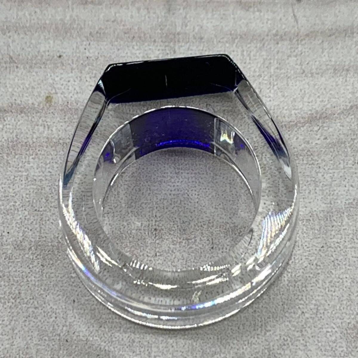 ★HA85★ Baccarat バカラ クリスタルガラス リング 指輪 アクセサリー 11号 メンズ レディース クリア×ブルー系 の画像2
