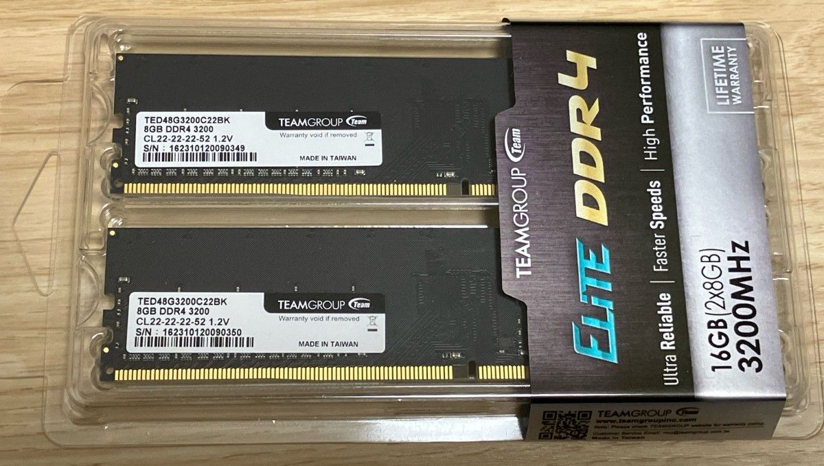 Team メモリー 8GB 2枚組(16GB) DDR4-3200 TED416G3200C22DC01