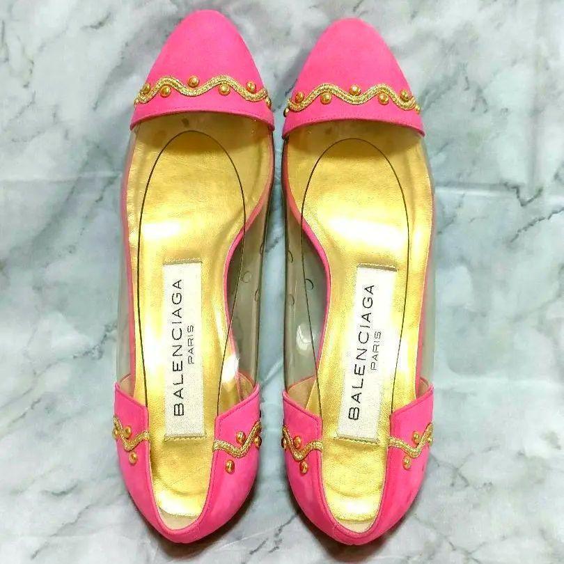  Balenciaga туфли-лодочки Pink Lady -s22.5cm редкий не использовался товар весна туфли-лодочки редкость замша 22.5 превосходный товар трудно найти товар обувь 