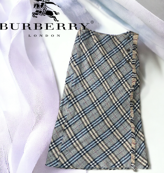  Burberry London BURBERRY LONDON длинная юбка бахрома проверка шерсть женский размер 40 Brown черный ( труба 90110)