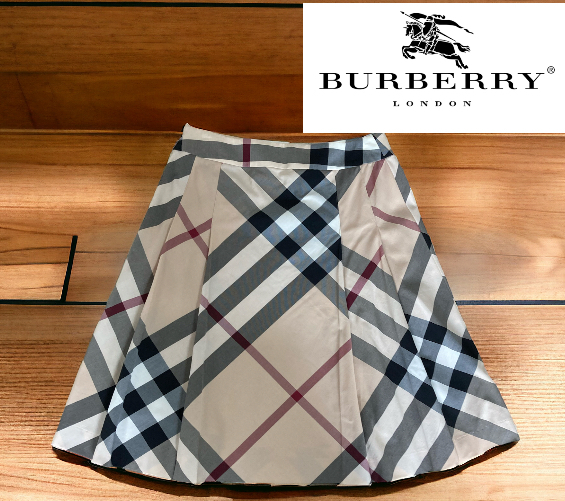 BURBERRY LONDON バーバリーロンドン スカート メガチェック ノバチェック チェック ベージュ 40フレア レディース(管90129)_画像1