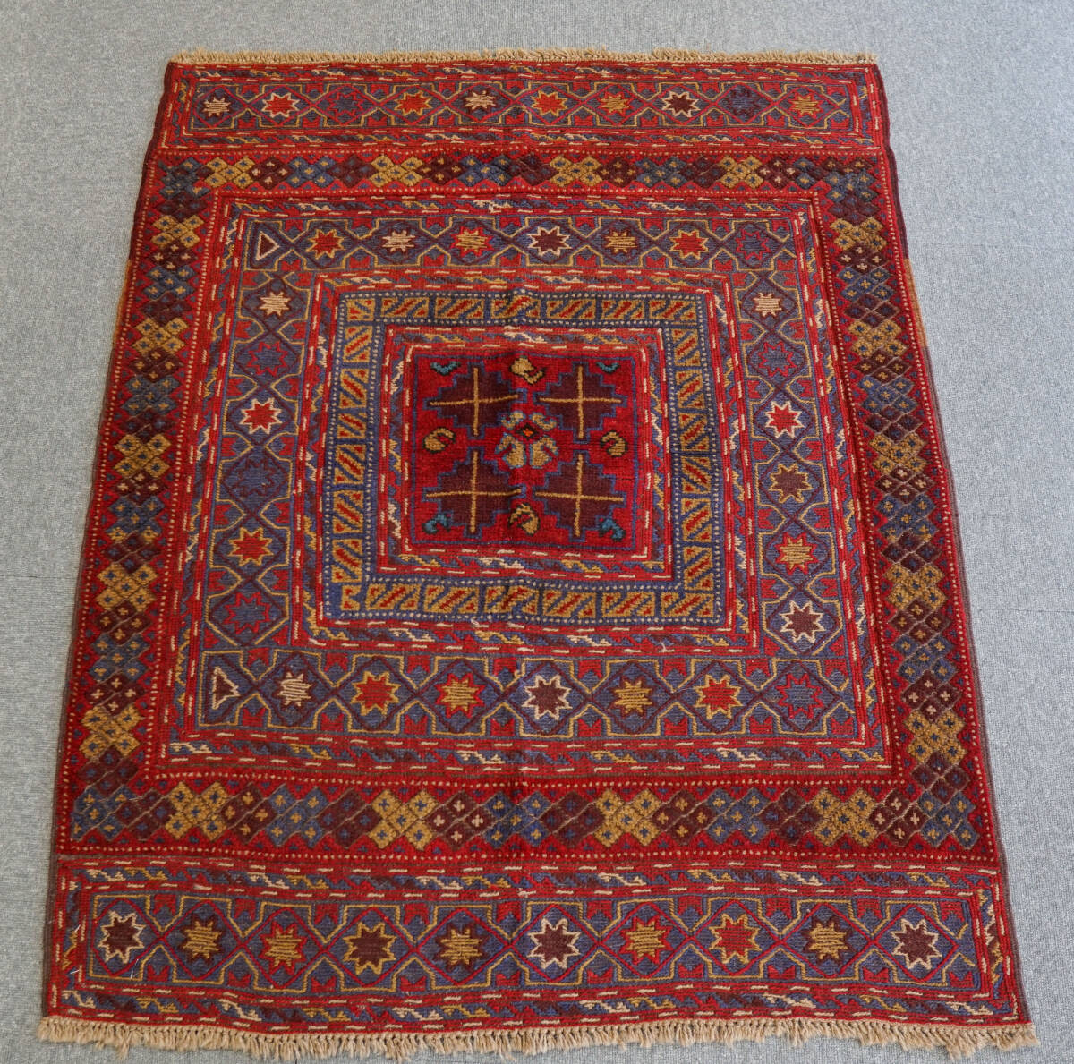 125×113cm【手織りマシュワニキリム】アフガニスタン手織り絨毯_画像1