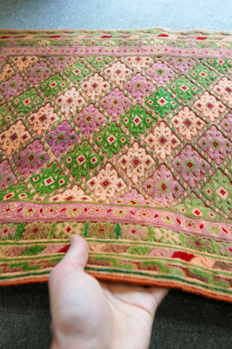 92×65cm【アフガニスタン の マシュワニ手織り キリム 手織り絨毯】