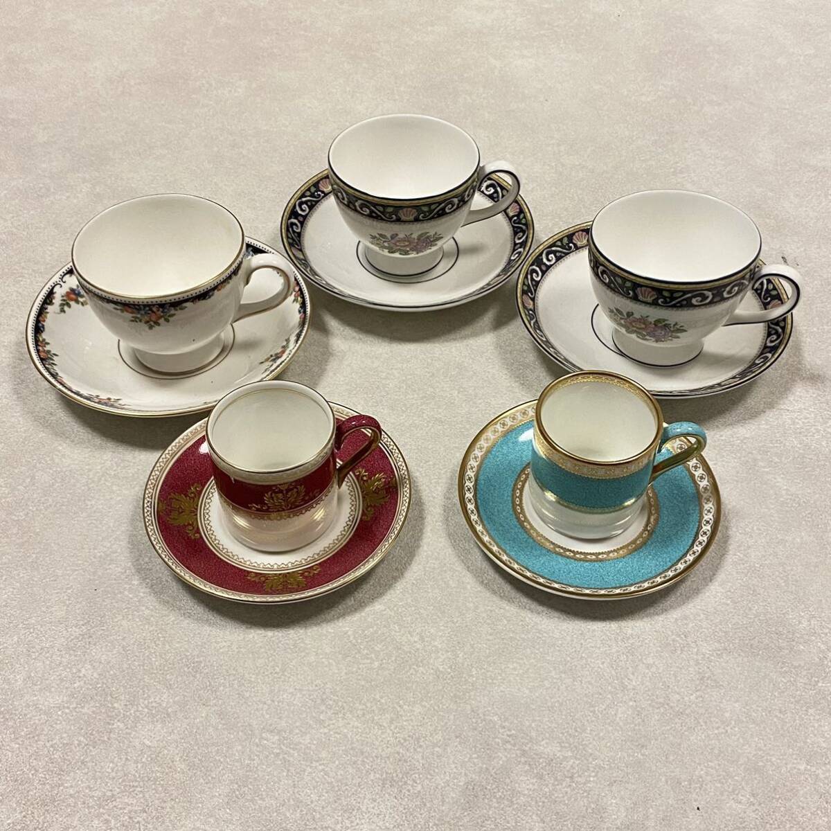 【FZ240610】 ウエッジウッド カップ＆ソーサー 5客 WEDGWOOD コーヒーカップ_画像1