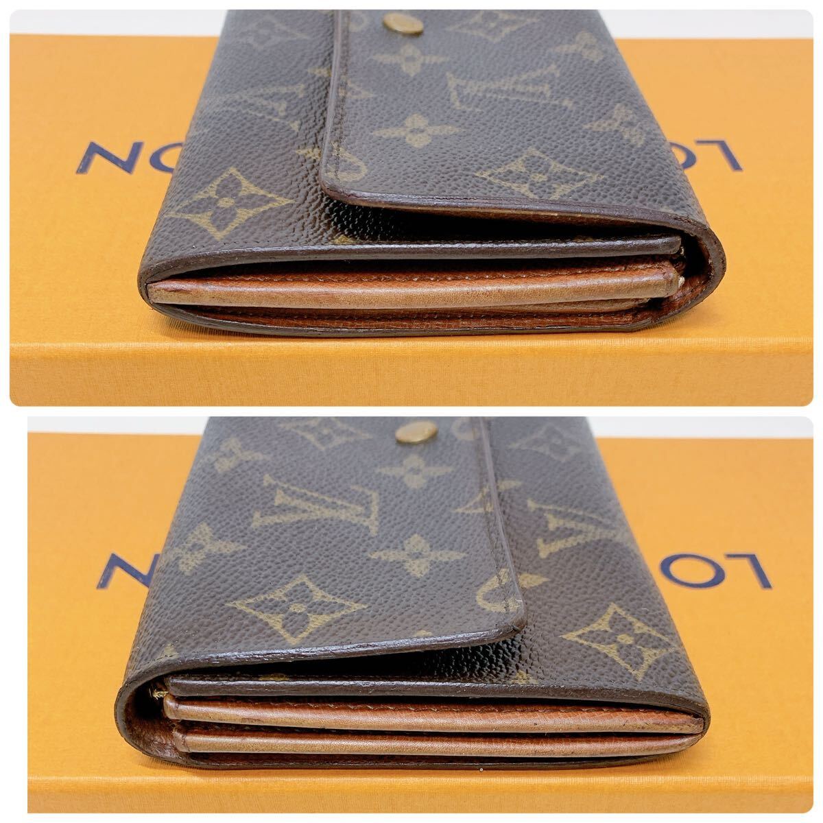 A052【外観美品】LOUIS VUITTON ルイヴィトン モノグラム ポシェットポルトモネ クレディ二つ折り長財布 ウォレット M61723/874A11の画像7