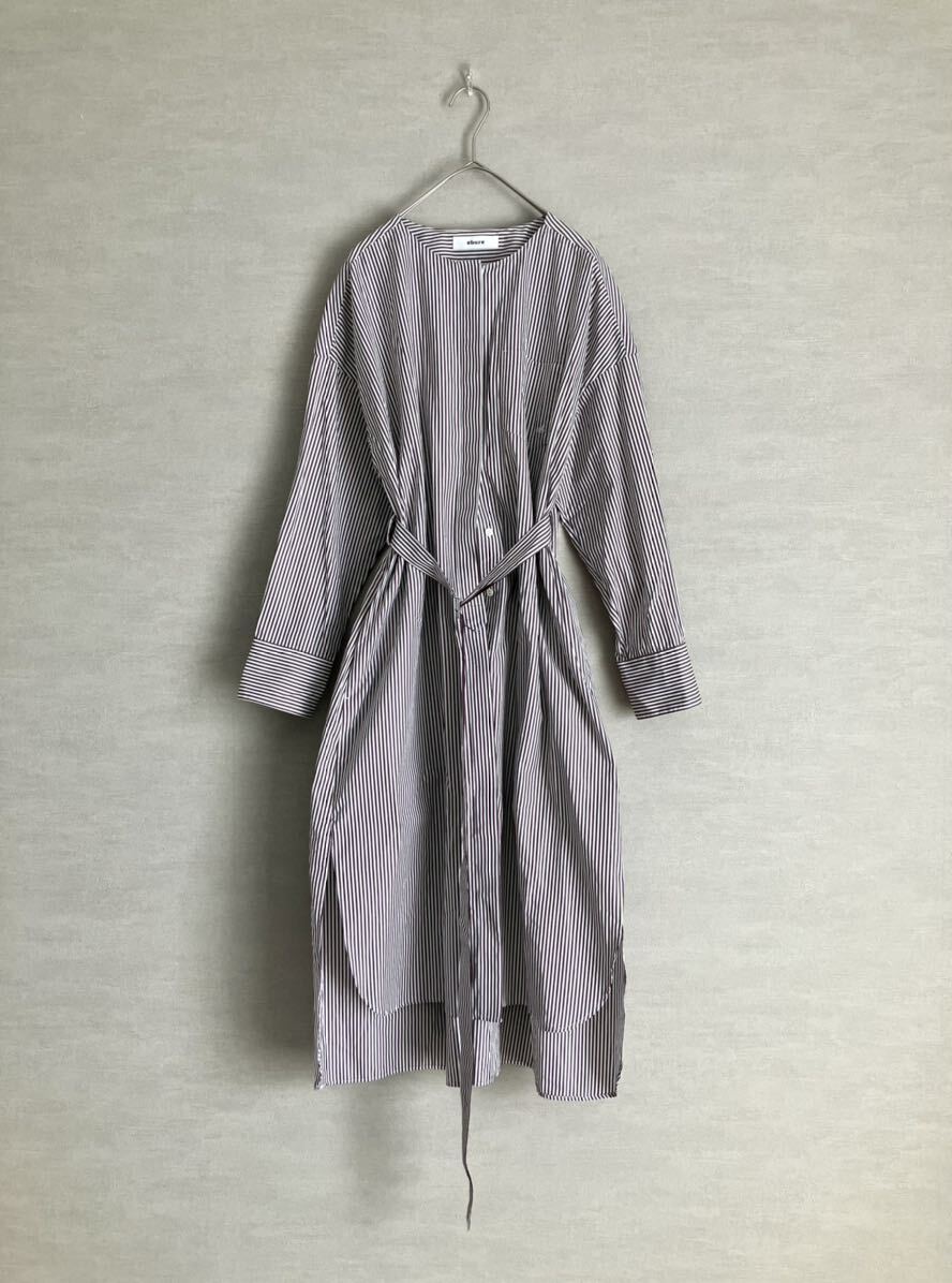 美品 ebure ストライプ ノーカラー ワンピース エブール 美品 ebure ストライプ ノーカラー ワンピース エブール