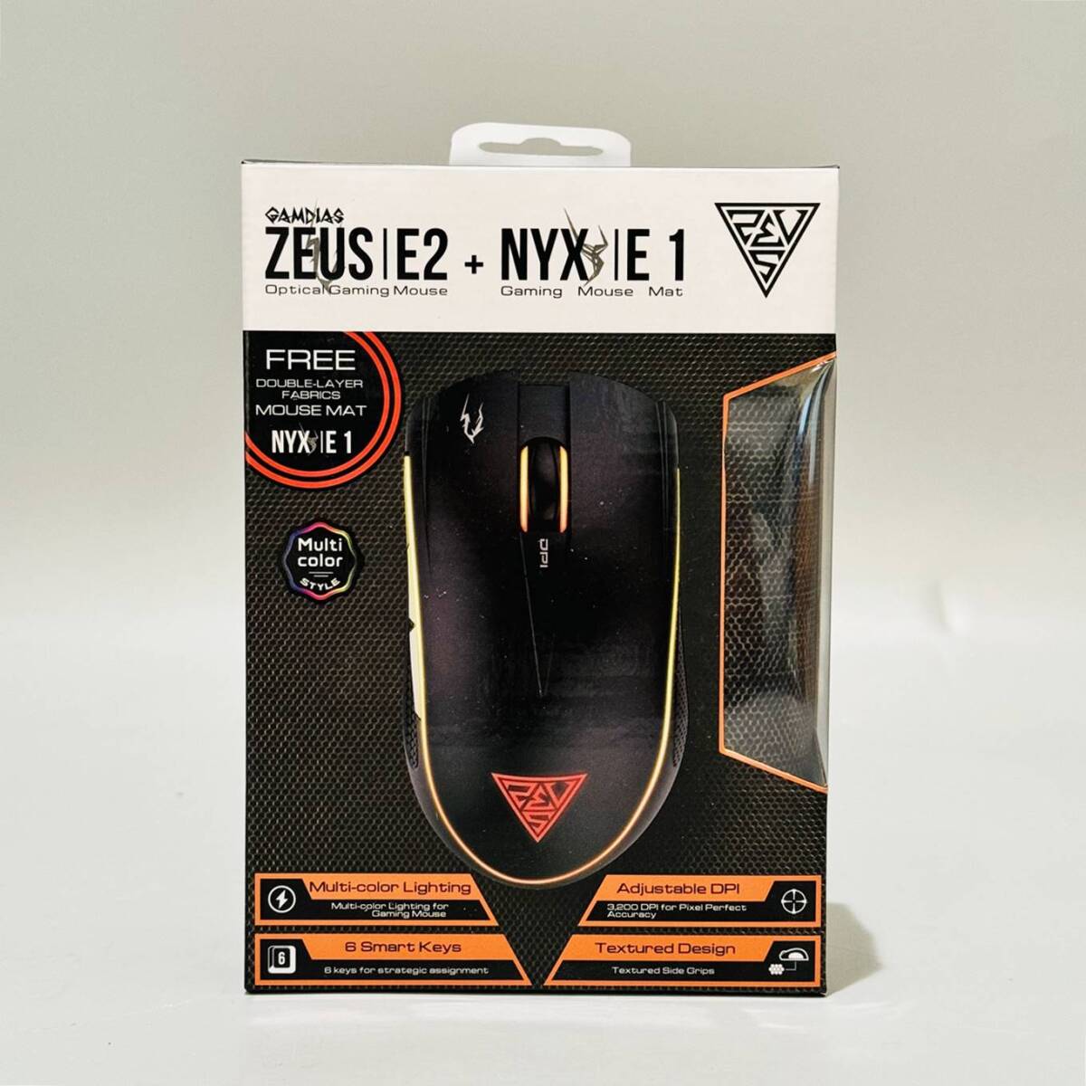 甲YZ4367　新品未使用品　保管品　人間工学に基づいたデザイン　GAMDIAS　光学式ゲーミングマウス　ZEUS E2　マルチカラー　有線マウス_画像2