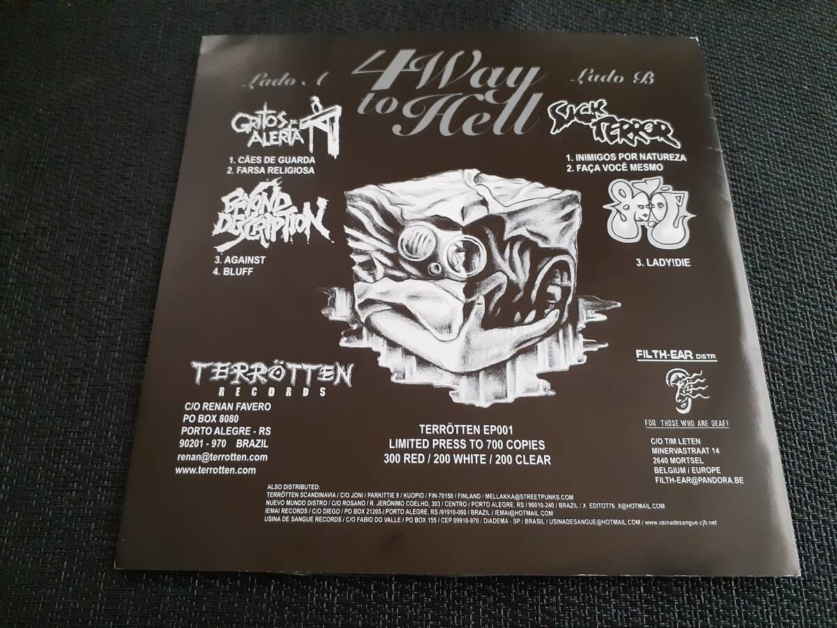 B3993【EP】Gritos De Alerta、Sick Terror、他 / 4 Way To Hell / 7曲入　カラーレコード_画像3