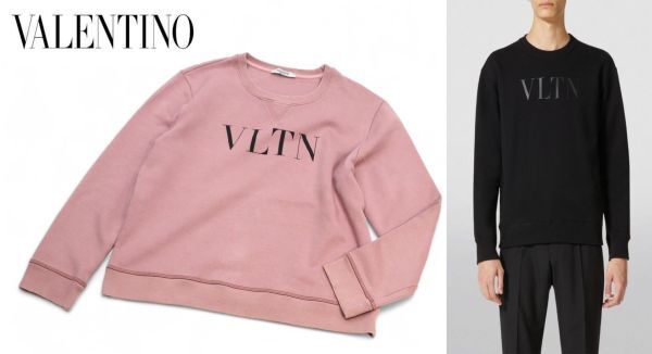 国内正規品 VALENTINO VLTN LOGO SWEAT SHIRT ヴァレンティノ ロゴ スウェット トレーナー パーカー ヴァレンチノ ピンク S JZ-18_画像1