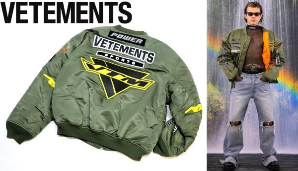 21AW VETEMENTS×ALPHA Industries Racing Logo Bomber Jacket ヴェトモン×アルファ レーシングロゴ ボンバージャケット MA-1 M JZ-25_画像1