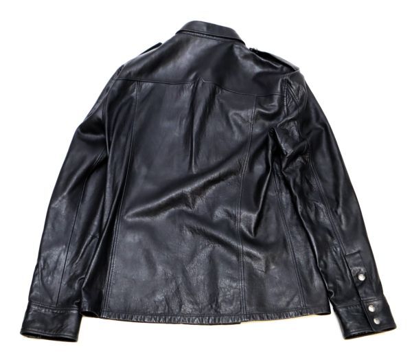 国内正規品 BALMAN MENS ラムスキン メタルボタン シャツジャケット バルマン LEATHER　SHIRT JACKET エポレット付き 黒 ブラック 41 K-4_画像3