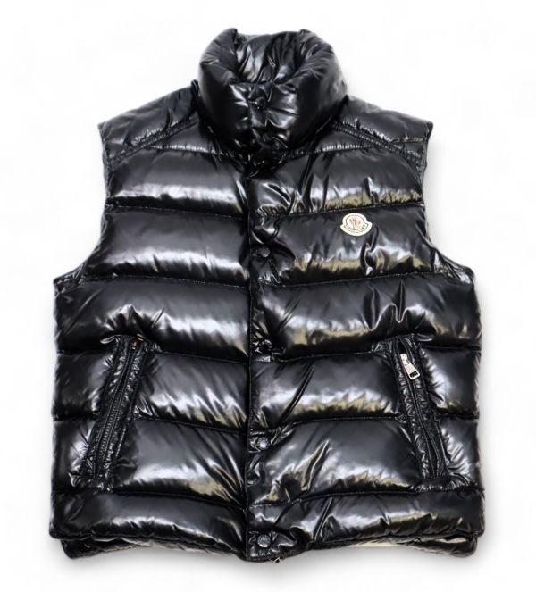 正規品 MONCLER MENS DOWN VEST TIB 020914135050 モンクレール チブ ワッペンロゴ ダウンベスト シャイニーブラック 黒 0 K-2の画像2