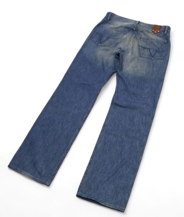 国内正規品 Louis Vuitton シルバーバックル金具 ユーズド加工 デニムパンツ ルイヴィトン バギーパンツ DENIM PANTS インディゴ 40 K-8_画像3