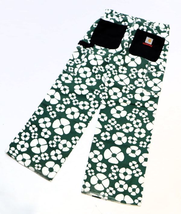 ★ 23SS MARNI × Carhartt WIP GREEN FLORAL TROUSERS マルニ×カーハート フローラル ワークパンツ グリーン ダックパンツ PANTS M E-22の画像3