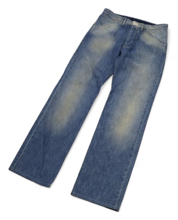 国内正規品 Louis Vuitton シルバーバックル金具 ユーズド加工 デニムパンツ ルイヴィトン バギーパンツ DENIM PANTS インディゴ 40 K-8_画像2